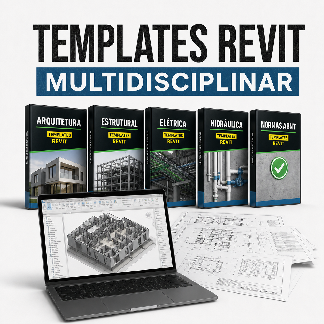 Mockup fotorealista do Templates Revit Multidisciplinar